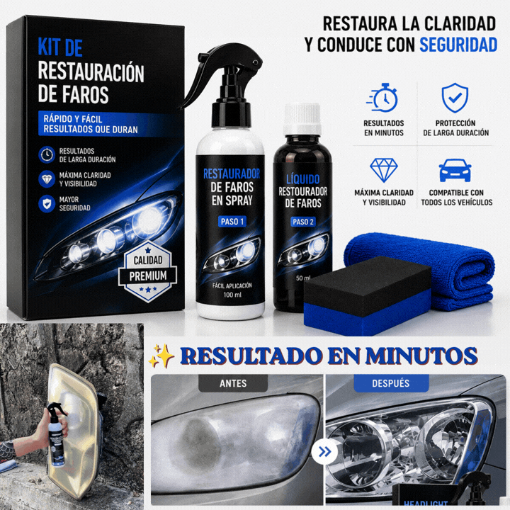 Kit Profesional de Restauración de Faros | Elimina la Opacidad y Recupera la Claridad en Minutos